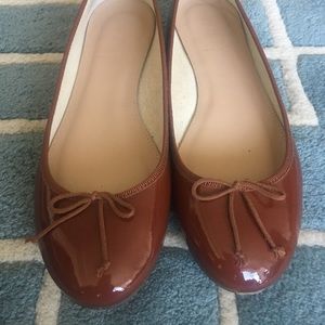 JCrew brown patent ballet flats size 8